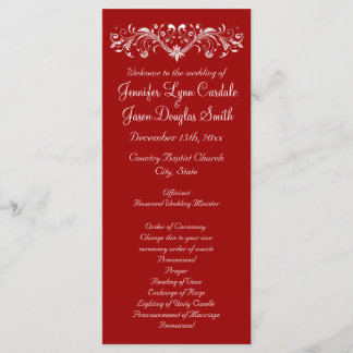 Elegant Flourish Red Wedding Programs