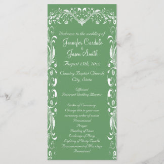 Elegant Flourish Sage Wedding Programs Templates