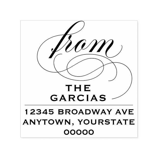 Elegant Flourish Script Return Address Self-inking Stamp (Design)