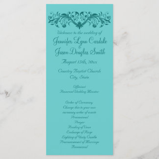 Elegant Flourish Teal Blue Wedding Programs