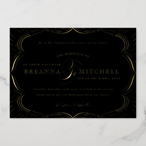 Elegant Flourishes Formal Wedding Gold Foil Invitation