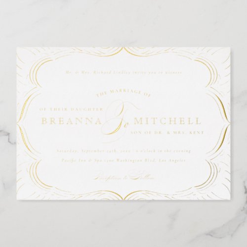 Elegant Flourishes Formal Wedding Gold Foil Invitation