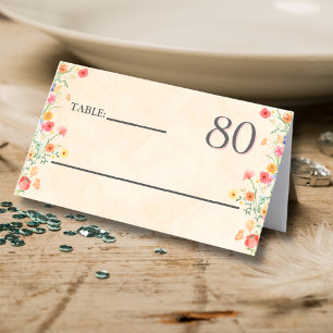 Elegant Flower 80 Years Party Floral 80th Birthday Place Card