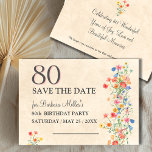 Elegant Flower 80 Years Party Floral 80th Birthday Save The Date<br><div class="desc">Elegant Flower 80 Years Party Floral 80th Birthday Save the Date. Announce an unforgettable celebration with this charming 80th birthday save-the-date card. Featuring a delicate floral design in soft watercolor hues and a bold "80" at the top, this card is the perfect way to ensure friends and family mark their...</div>