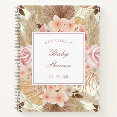 Elegant Flower Baby Shower Gift List Notebook
