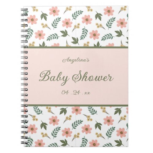 Elegant Flower Baby Shower Gift List Notebook