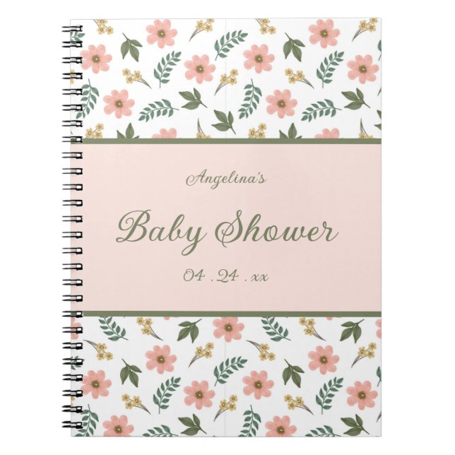 Elegant Flower Baby Shower Gift List Notebook (Front)