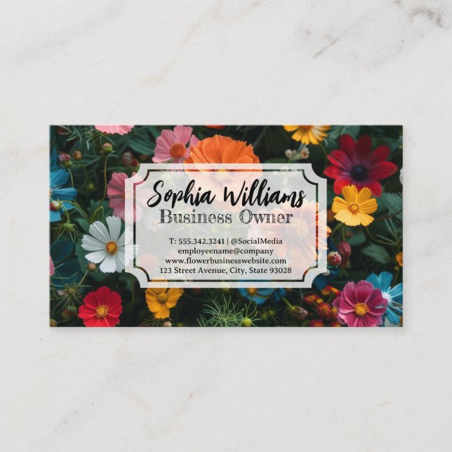 Elegant Flower Background Business Card (Front)