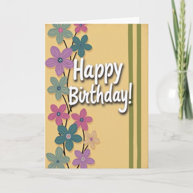 Elegant Flower Birthday Card (Front)