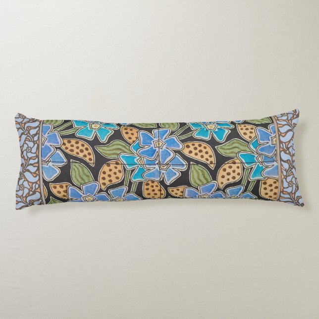 Elegant Flower Blue Periwinkle Floral Classic Body Pillow (Back)