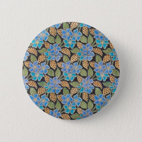 Elegant Flower Blue Periwinkle Floral Classic Button