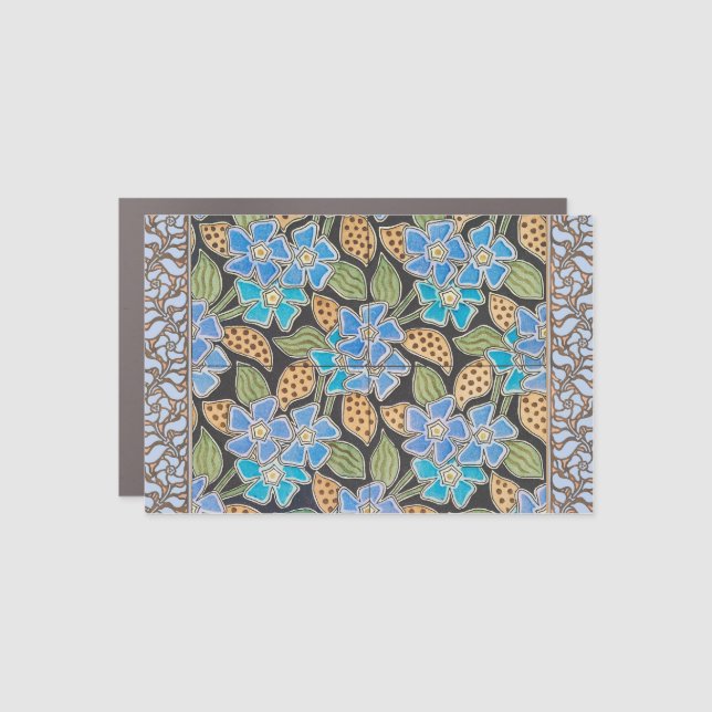 Elegant Flower Blue Periwinkle Floral Classic Car Magnet (Front)