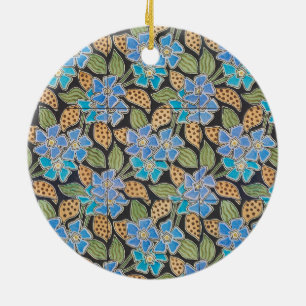 Elegant Flower Blue Periwinkle Floral Classic Ceramic Ornament