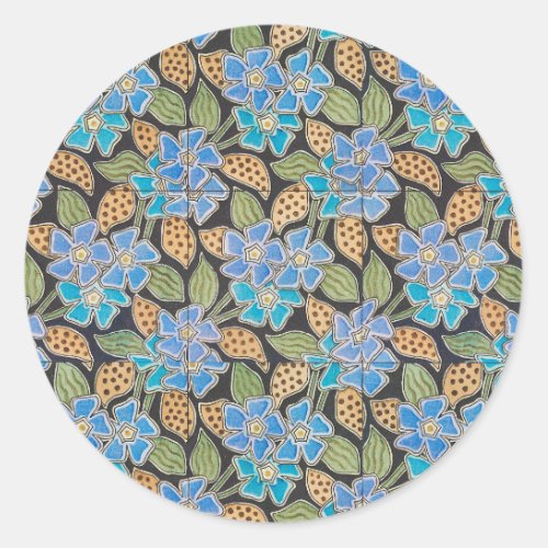 Elegant Flower Blue Periwinkle Floral Classic Classic Round Sticker