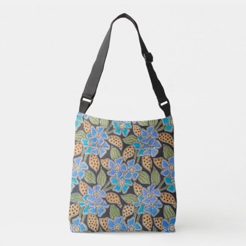 Elegant Flower Blue Periwinkle Floral Classic Crossbody Bag