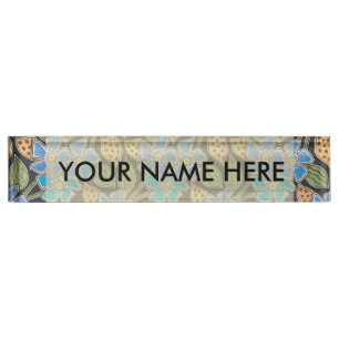Elegant Flower Blue Periwinkle Floral Classic Desk Name Plate