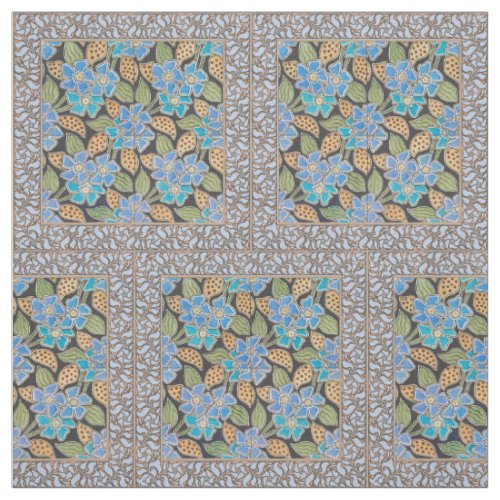 Elegant Flower Blue Periwinkle Floral Classic Fabric