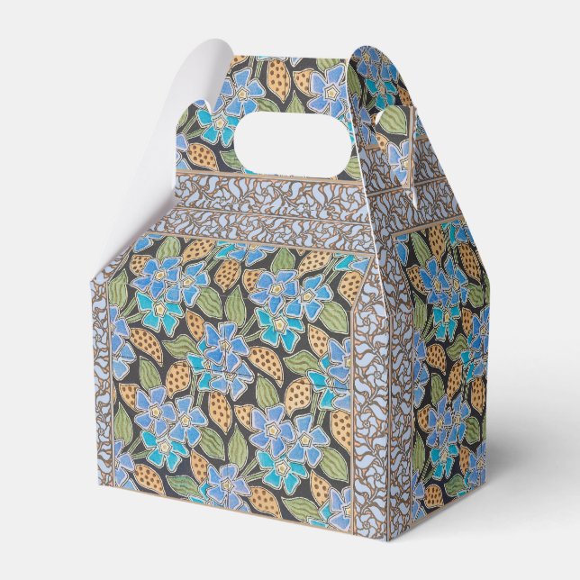 Elegant Flower Blue Periwinkle Floral Classic Favor Boxes (Front Side)