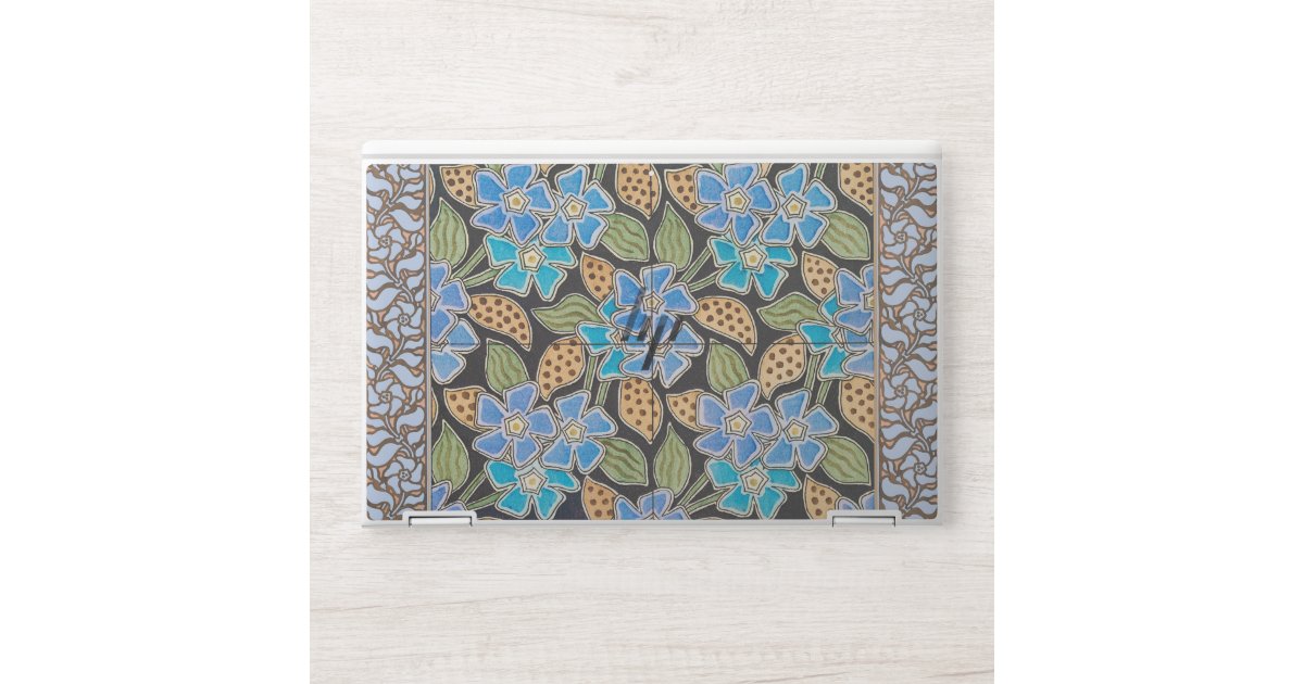 Elegant Flower Blue Periwinkle Floral Classic HP Laptop Skin | Zazzle