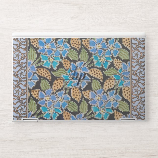 Elegant Flower Blue Periwinkle Floral Classic HP Laptop Skin (Front)