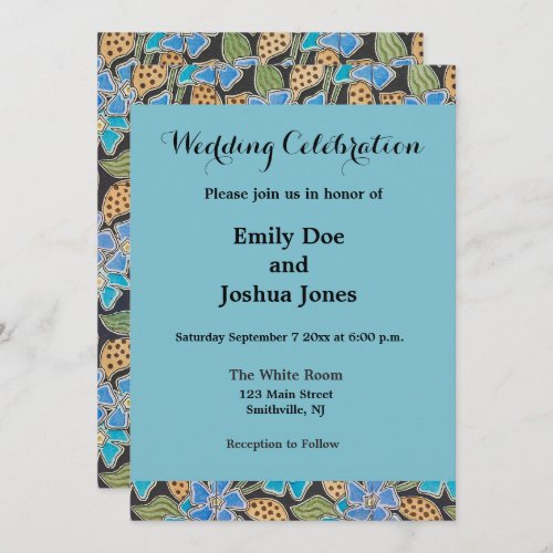 Elegant Flower Blue Periwinkle Floral Classic Invitation