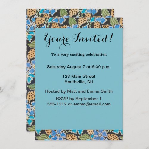 Elegant Flower Blue Periwinkle Floral Classic Invitation