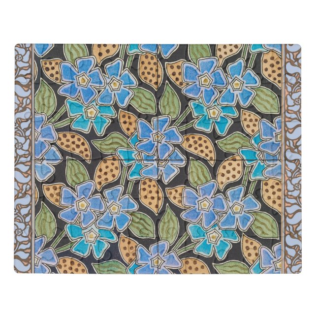 Elegant Flower Blue Periwinkle Floral Classic Jigsaw Puzzle (Puzzle Horizontal)