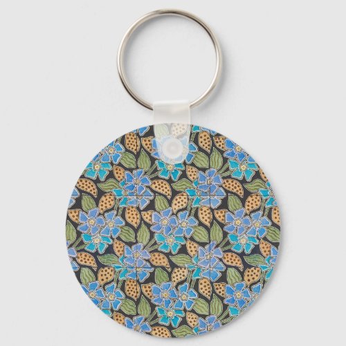 Elegant Flower Blue Periwinkle Floral Classic Keychain