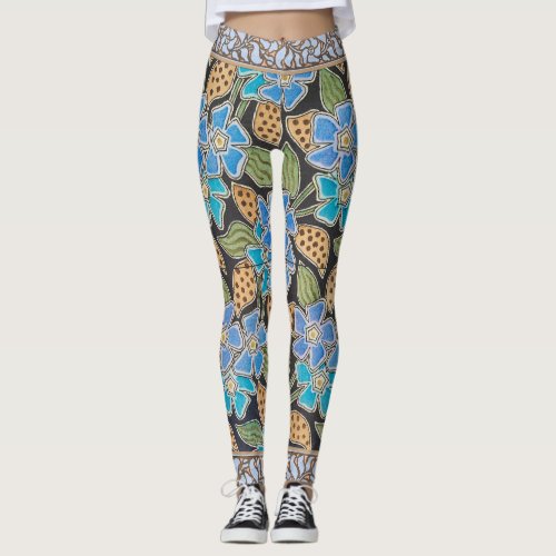 Elegant Flower Blue Periwinkle Floral Classic Leggings