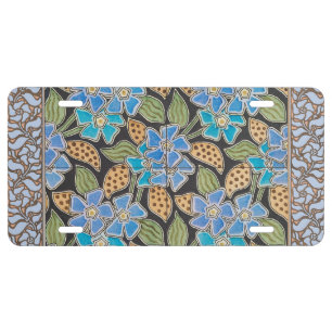 Elegant Flower Blue Periwinkle Floral Classic License Plate