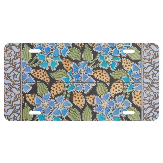 Elegant Flower Blue Periwinkle Floral Classic License Plate (Front)