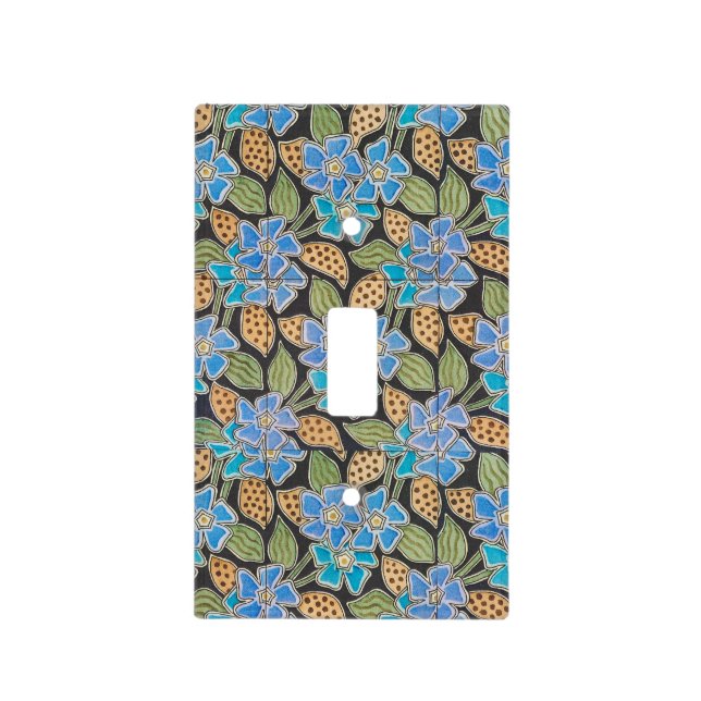 Elegant Flower Blue Periwinkle Floral Classic Light Switch Cover (Front)