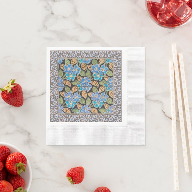 Elegant Flower Blue Periwinkle Floral Classic Napkins (Insitu)