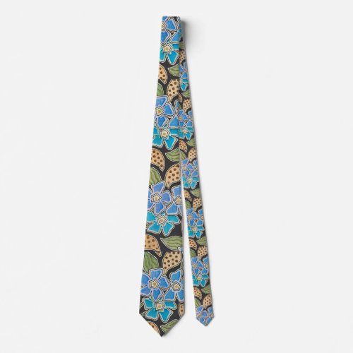 Elegant Flower Blue Periwinkle Floral Classic Neck Tie