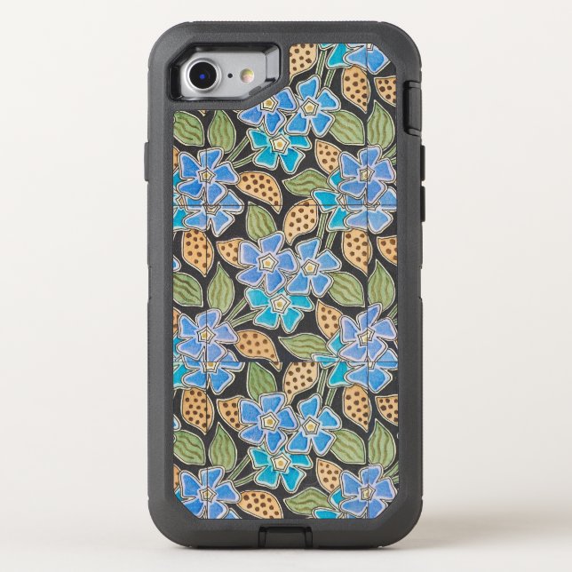 Elegant Flower Blue Periwinkle Floral Classic Otterbox iPhone Case (Back)