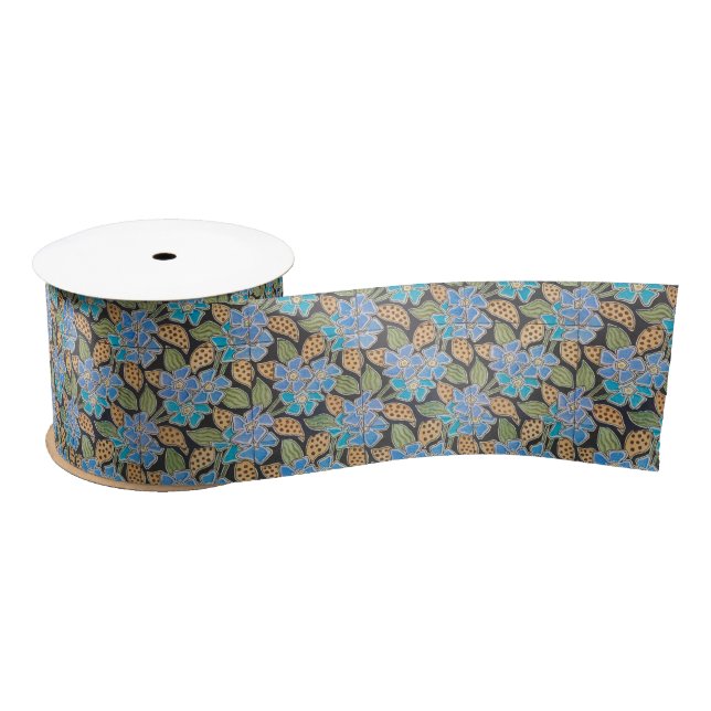 Elegant Flower Blue Periwinkle Floral Classic Satin Ribbon (Spool)