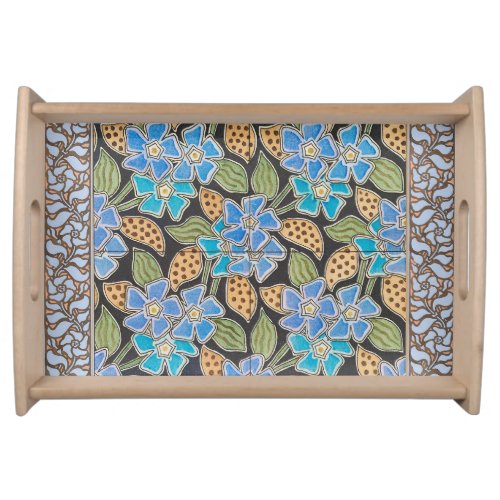 Elegant Flower Blue Periwinkle Floral Classic Serving Tray