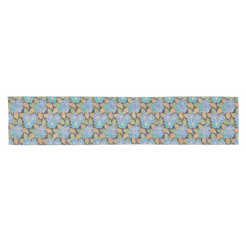 Elegant Flower Blue Periwinkle Floral Classic Short Table Runner