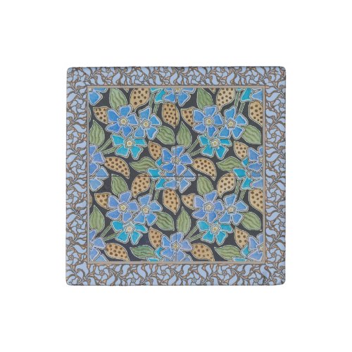 Elegant Flower Blue Periwinkle Floral Classic Stone Magnet