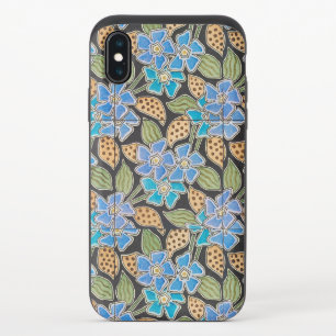 Elegant Flower Blue Periwinkle Floral Classic iPhone X Slider Case