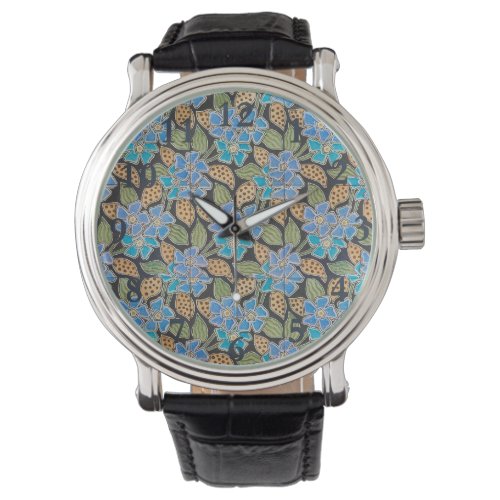 Elegant Flower Blue Periwinkle Floral Classic Watch