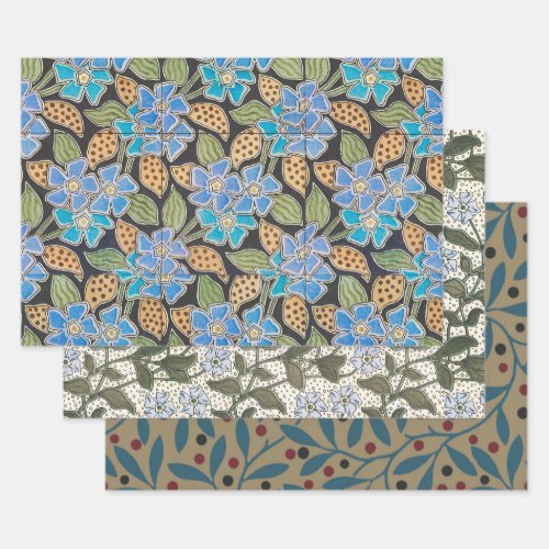 Elegant Flower Blue Periwinkle Floral Classic Wrapping Paper Sheets