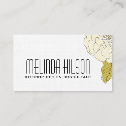 Elegant Flower Business Card - Cream