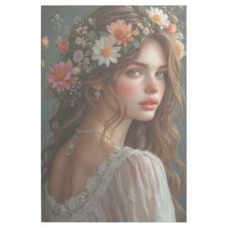 Elegant Flower Crown Maiden Portrait Gallery Wrap