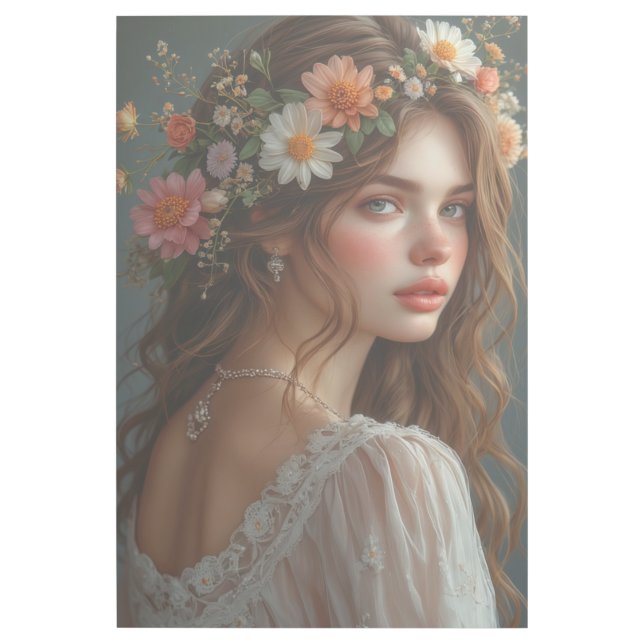 Elegant Flower Crown Maiden Portrait Gallery Wrap (Front)