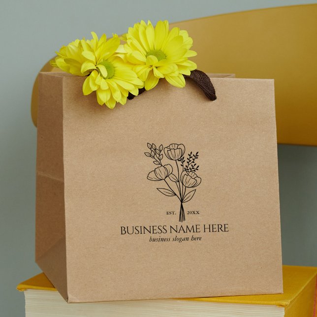 Elegant Flower Custom Business Template Large Rubber Stamp (Creator Uploaded)