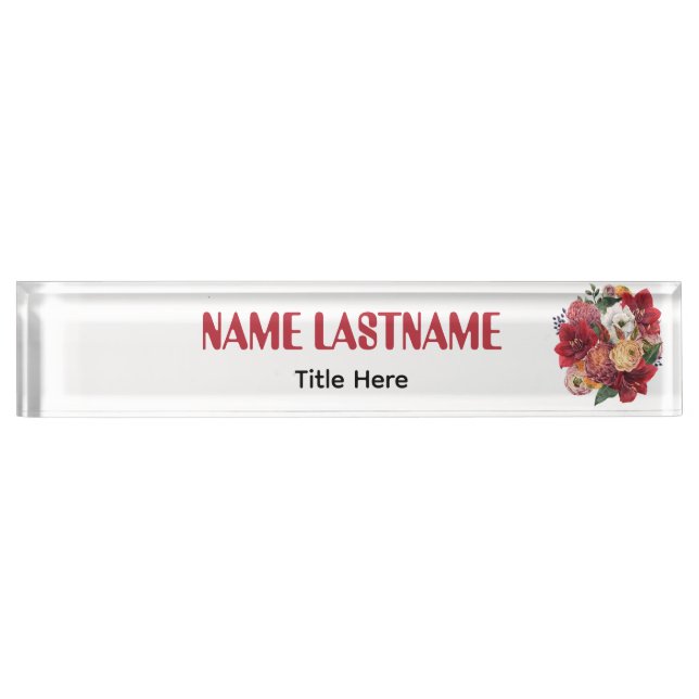 Elegant flower custom name desk name plate (Front)