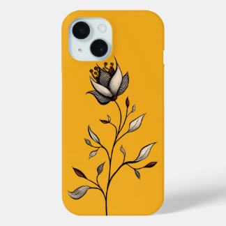 Elegant Flower Decorative Abstract Art iPhone 15 Case