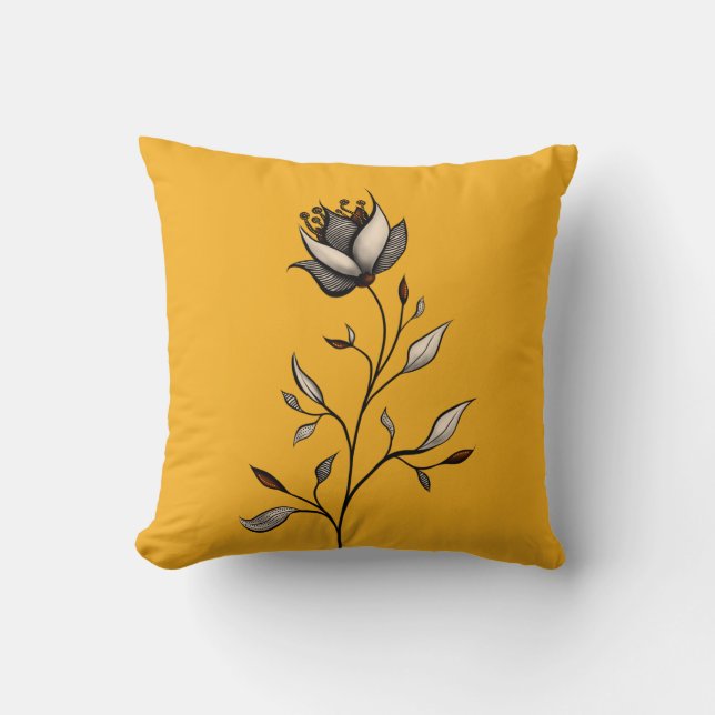 Elegant Flower Decorative Abstract Art Throw Pillow (Front)