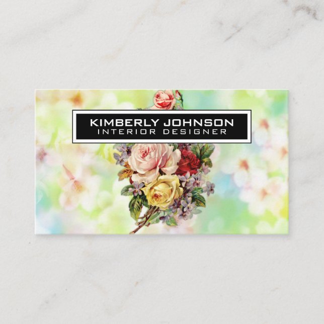 Elegant Flower Design Business Card 3.5x2 (Front)